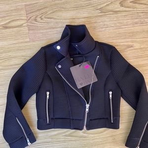 Halu  Moto  Black Trim Zip Up Short  Jacket Women's Small Retails For $290